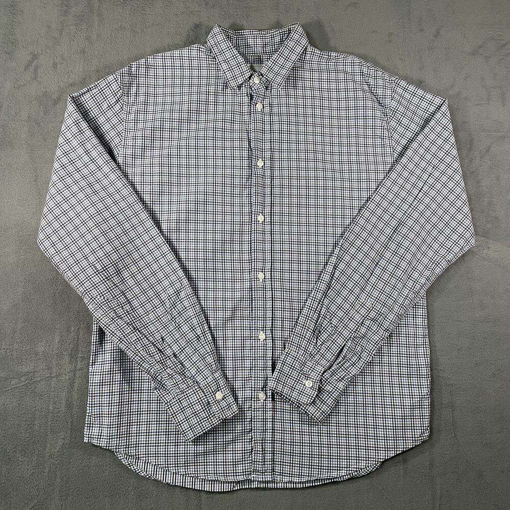 Frank & Eileen Small Paul Gingham Button Up Shirt Blue White 100% Cotton USA